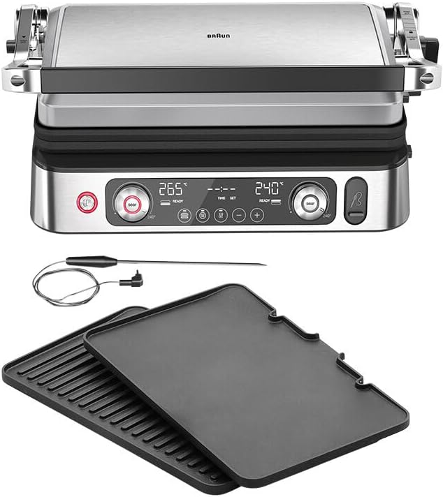 Grill multifonctions - BRAUN - Multi Grill 9 Pro - 2200 W - 3 positions de chauffe - Noir/Acier
