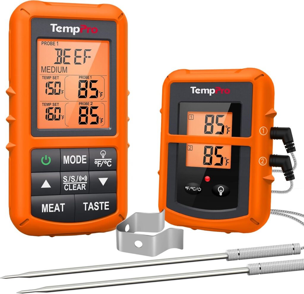 ThermoPro TP20 Thermomètre de Cuisson Numérique à Distance avec Sondes Double Minuterie et Température Préréglée pour Les Aliments Viande Four Fumoir BBQ - Mes Grillades ThermoPro TP20 Thermomètre de Cuisson Numérique à Distance avec Sondes Double Minuterie et Température Préréglée pour Les Aliments Viande Four Fumoir BBQ