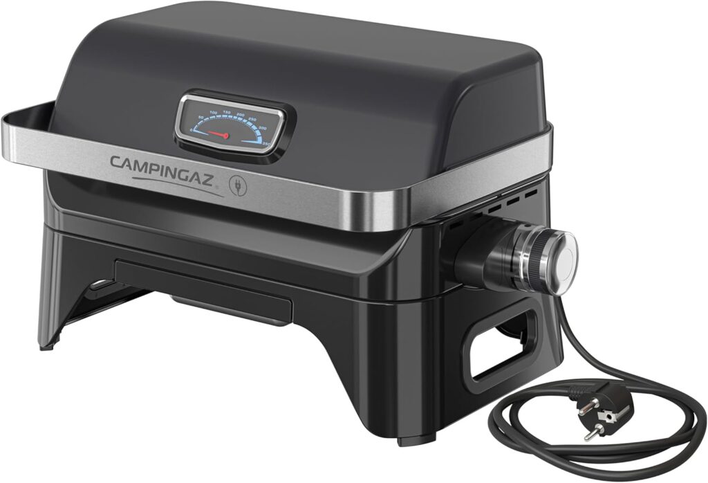 Campingaz Attitude2go Barbecue de table électrique | Barbecue électrique d'intérieur & d'extérieur, portable | 2200 W | Grille de cuisson en fonte | 4 personnes | Pour balcon & camping